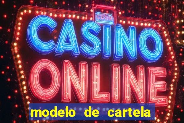 modelo de cartela de bingo em branco